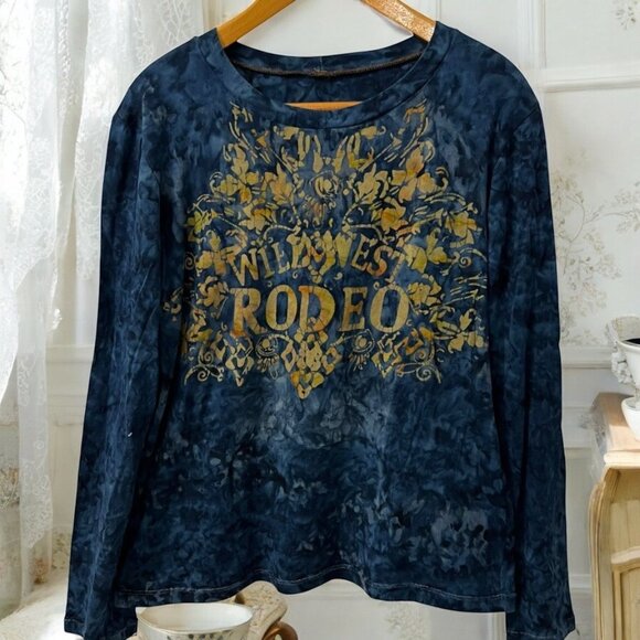 Tie Dyed Wild West Rodeo Long-Sleeve T Shirt Size M - Picture 1 of 5
